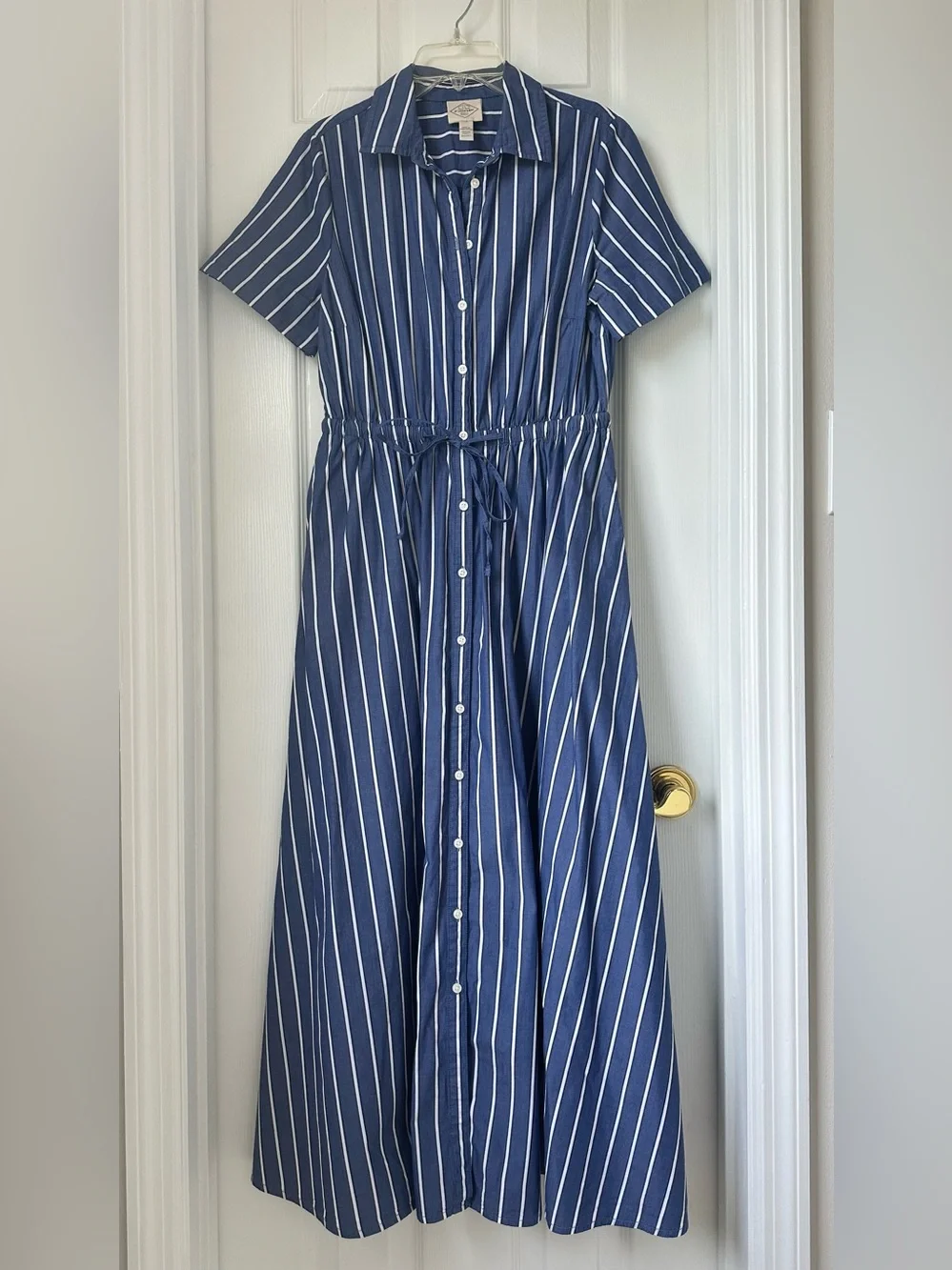 St. John's Bay Blue and White Striped Maxi Shirt Dress